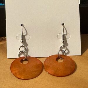 Orange Metallic Shell Hoop Retro 90s Earrings